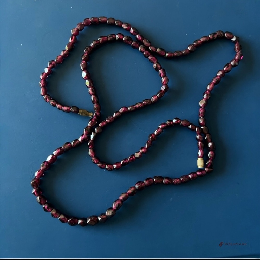 💖 Faceted Garnet Bead Necklace — Rich Cranberry Red 💖